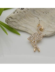 Ciondolo fenicottero in rame con zirconi 22x11 mm 1pz Gioie d'Oriente 2