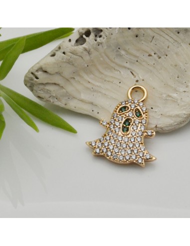 Ciondolo fantasmino in ottone con zirconi 16x20 mm 1pz Gioie d'Oriente