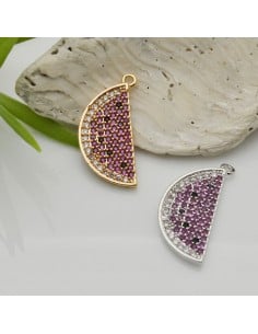 Ciondolo anguria in ottone con zirconi fucsia 9x22 mm 1pz Gioie d'Oriente