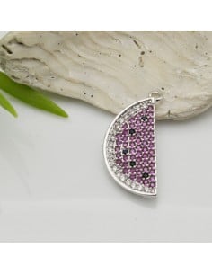 Ciondolo anguria in ottone con zirconi fucsia 9x22 mm 1pz Gioie d'Oriente 2