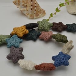 Filo stelle in pietra lavica mix colori 26mm 18pz - Gioie d'Oriente