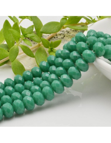 Filo di Mezzi Cristalli cinesi Verde Turchese rondelle cipollotti 6x8mm sfaccettati briolette 70pz GDO | Gioie d'Oriente