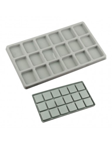 Vassoio espositivo per gioielli 18 scomparti 22x34.5xh1.5cm grigio |GDO