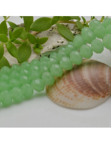 Filo di Mezzi Cristalli cinesi Verde Giada rondelle cipollotti 6x8mm sfaccettati briolette 65-70pz GDO | Gioie d'Oriente