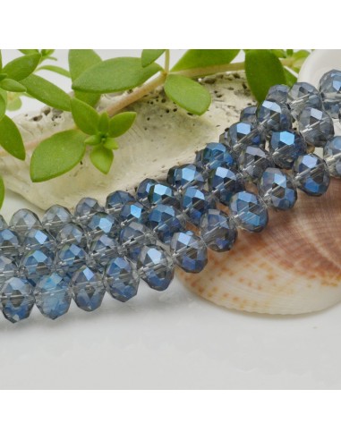 Filo di Mezzi Cristalli cinesi Zaffiro rondelle cipollotti 6x8mm sfaccettati briolette 65-70pz GDO | Gioie d'Oriente