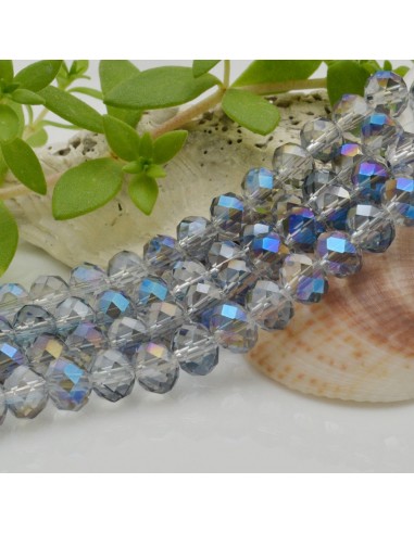 Filo di Mezzi Cristalli cinesi Zaffiro Chiaro rondelle cipollotti 6x8mm sfaccettati briolette 65-70pz GDO | Gioie d'Oriente