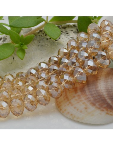 Filo di Mezzi Cristalli cinesi Topazio Chiaro AB rondelle cipollotti 6x8mm sfaccettati briolette 65-70pz GDO | Gioie d'Oriente