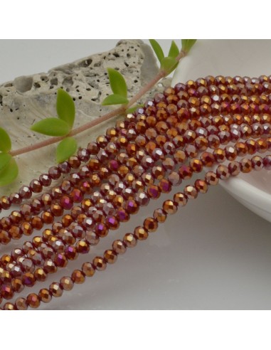 filo cristalli 2.8 x 3.5 mm colore rosso metallic Rondelle sfaccettato e briolette 170 pz per le tue creazioni GDO