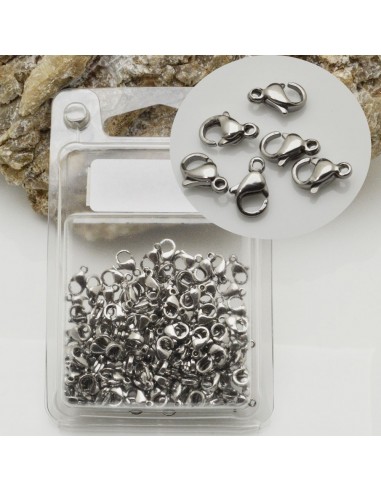 maxi confezione 120 pz Chiusura Moschettone Acciaio 6 x 9 mm per fai da te