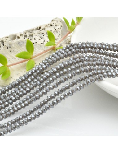 Filo di Mezzi Cristalli Grigio Rondelle 2x3mm Sfaccettati Briolette 200pz GDO | Gioie d'Oriente