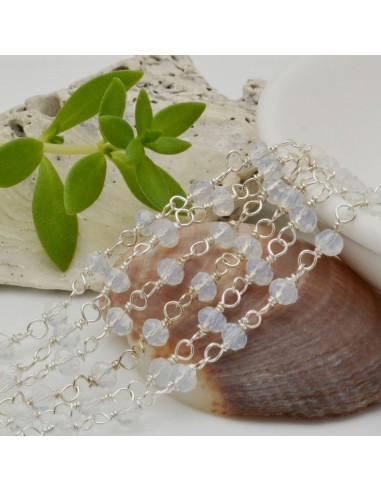 Catena rosario di cristalli colore opale da 3mm concatenati con filo argento in ottone 50cm | GDO