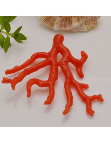 ciondolo Ramo di Corallo in resina 40 x 50 mm colore rosso ganci argento linea mare