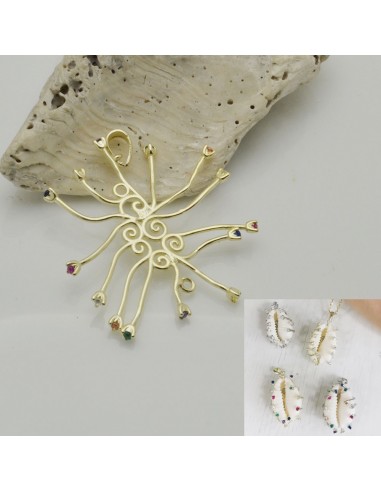 base per conchiglia in argento 925 porta conchiglia placato oro con zircone colorato