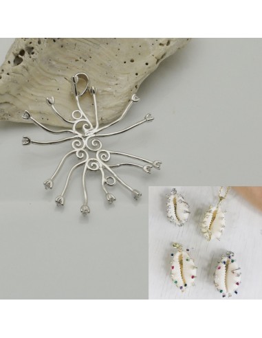 base per conchiglia in argento 925 porta conchiglia con zircone per decorare le tuo gioielli