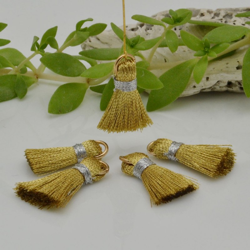 Ciondolo nappina di seta colore oro/argento 22mm 2pz | GDO