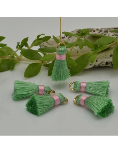nappine ciondolo nappa Charms in seta col verde 22 mm per decorare 2 pz per fa da te