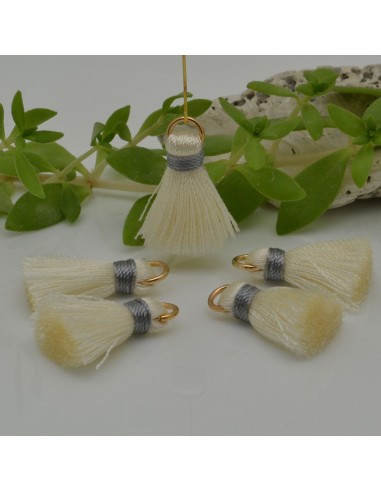 Ciondolo nappina di seta colore panna/grigio 22mm 2pz| GDO