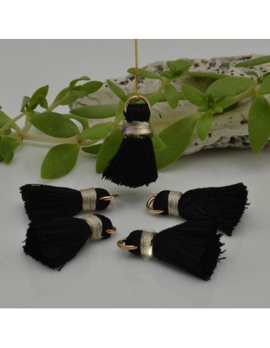 Ciondolo nappina di seta colore nero/panna 22mm 2pz | GDO