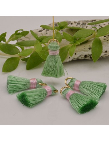 Ciondolo nappina di seta colore verde/rosa 22mm 2pz | GDO
