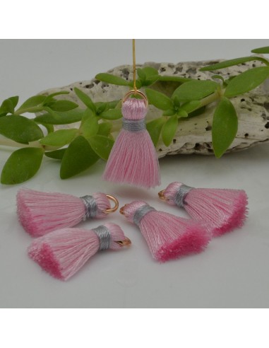 Ciondolo nappina di seta colore rosa/grigio 22mm 2pz | GDO