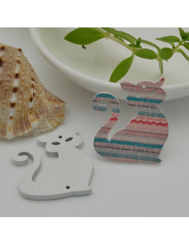 Ciondoli gatti pendente in legno circa 30 x 34 mm 2 pz  per le tue creazioni