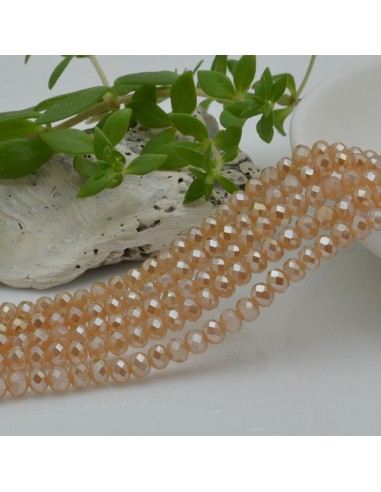 Filo di Mezzi Cristalli Beige Chiaro AB Rondelle 3x4mm Sfaccettati Briolette 125 a 145pz GDO | Gioie d'Oriente