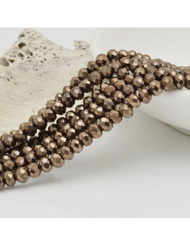 Filo di Mezzi Cristalli Marrone Rondelle 3x4mm Sfaccettati Briolette 125 a 145pz GDO | Gioie d'Oriente