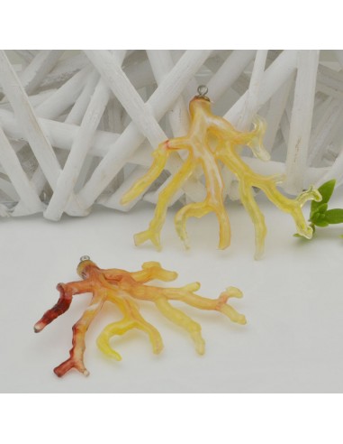Ciondolo Ramo di Corallo giallo sfumato in Resina di 40x50mm con gancio argento 1pz | GDO