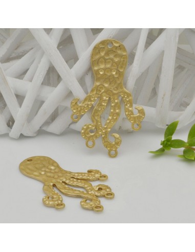 ciondolo in ZAMA forma polipo con 4 anellini per ciondoli 32 x 52 mm col oro per fai da te