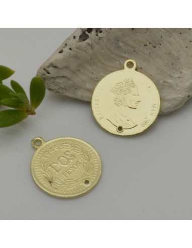 Ciondoli medaglia moneta in zama oro 19x23 mm 2pz Gioie d'Oriente