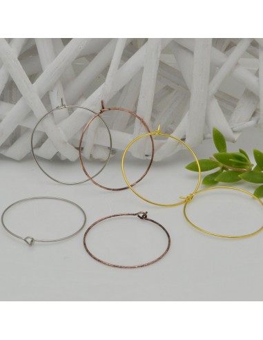 Orecchini a Cerchio 30mm Sottile con Chiodo in Ottone 2 Paia |GDO