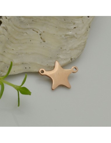 Connettori forma stelle oro rosa 2 fori in acciaio inox inossidabile 9 x 12.5 mm liscio per bracciali e collana