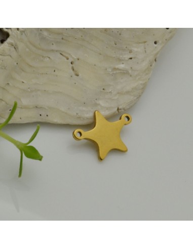 Connettori forma stelle oro 2 fori in acciaio inox inossidabile 9 x 12.5 mm liscio per bracciali e collana