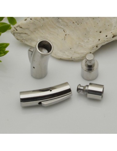Chiusure a gancio in acciaio rotonda  con terminale 8 x 30 per bracciali uomo e donna terminali interno 6 mm