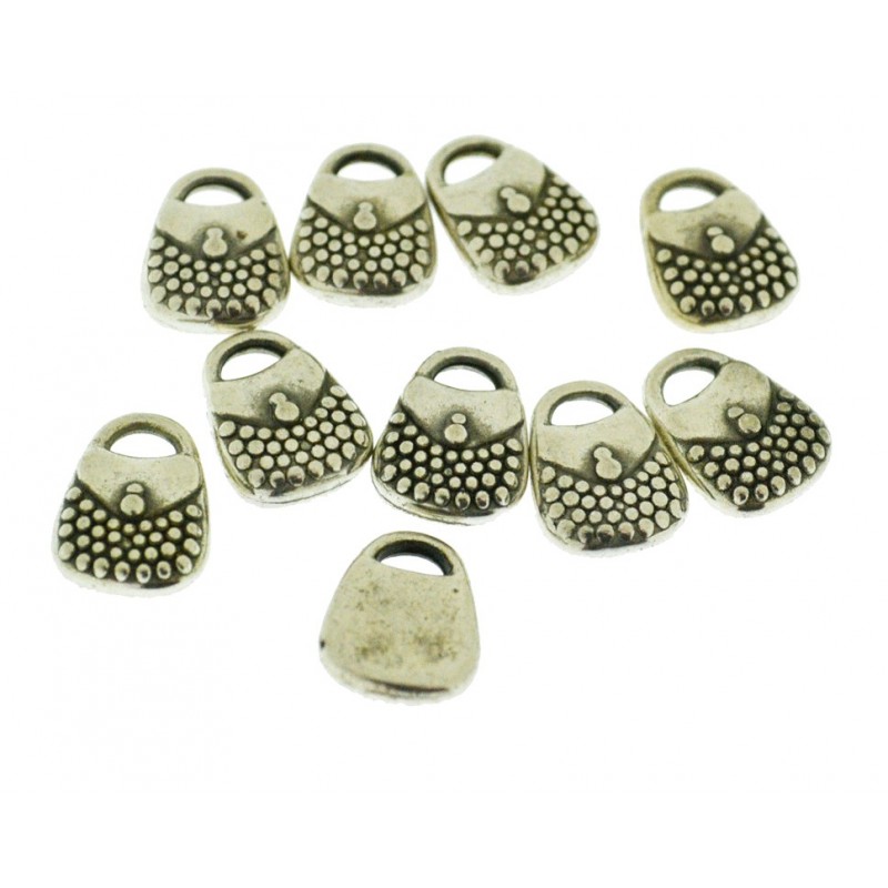 Ciondoli borsette in Argentone argento 14x11 mm 10pz Gioie d'Oriente