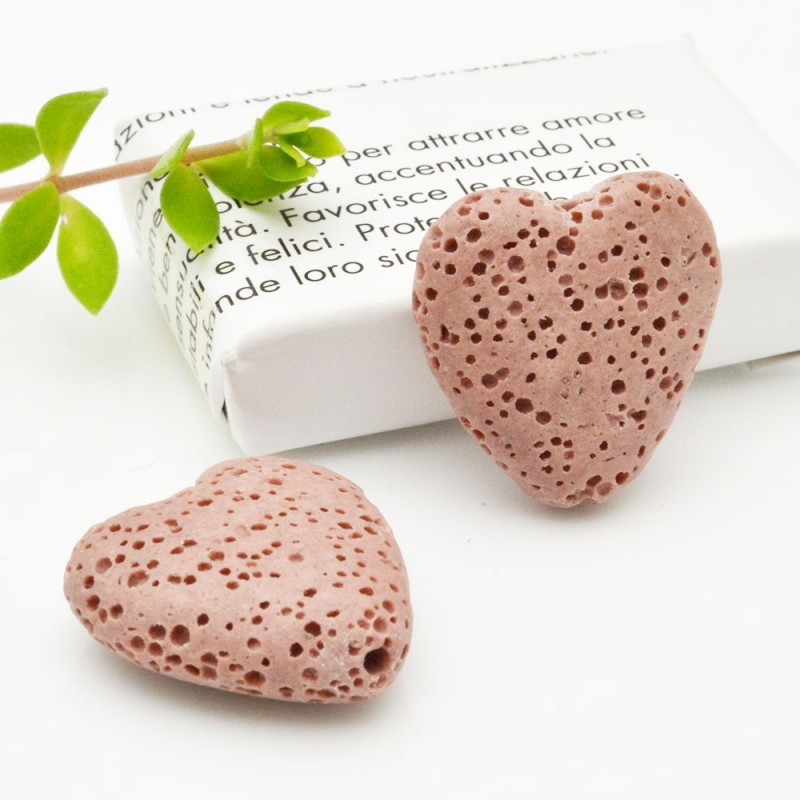Pietre laviche a cuore 20 mm colori vari 2pz Gioie d'Oriente