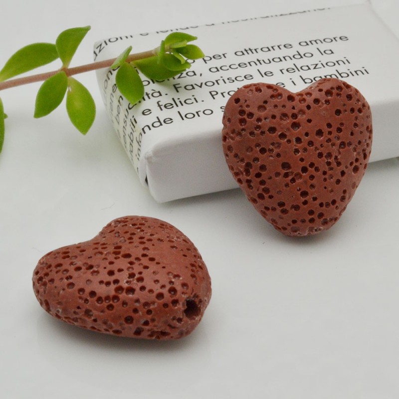 Pietre laviche a cuore 20 mm colori vari 2pz Gioie d'Oriente