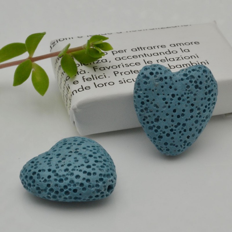 Pietre laviche a cuore 20 mm colori vari 2pz Gioie d'Oriente