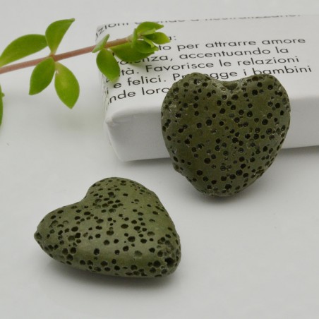 Pietre laviche a cuore 20 mm colori vari 2pz Gioie d'Oriente