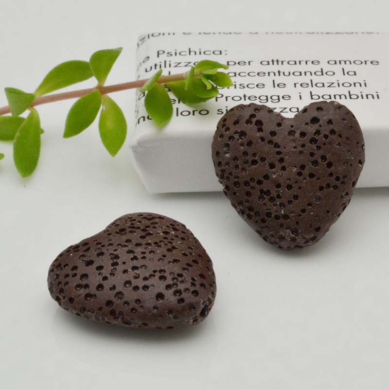 Pietre laviche a cuore 20 mm colori vari 2pz Gioie d'Oriente