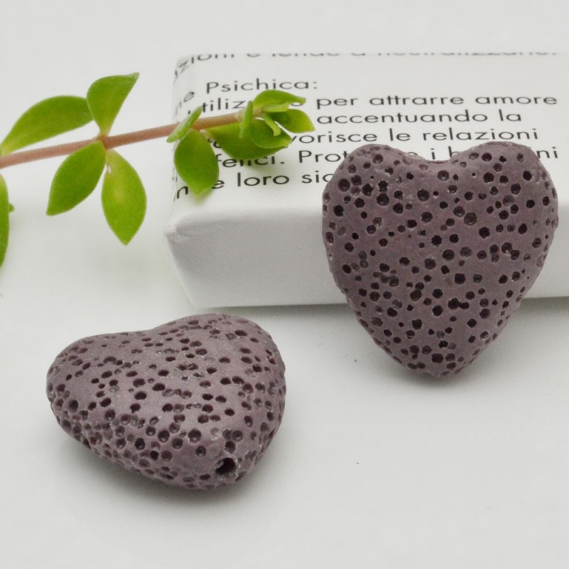 Pietre laviche a cuore 20 mm colori vari 2pz Gioie d'Oriente