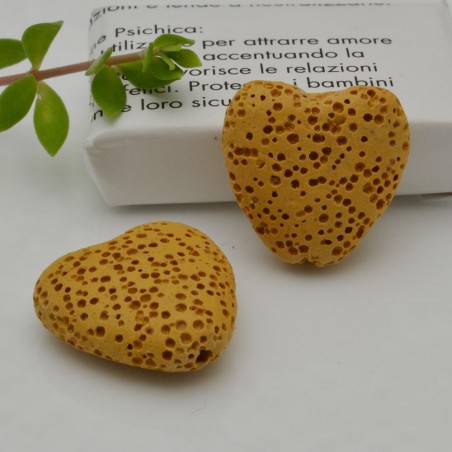 Pietre laviche a cuore 20 mm colori vari 2pz Gioie d'Oriente
