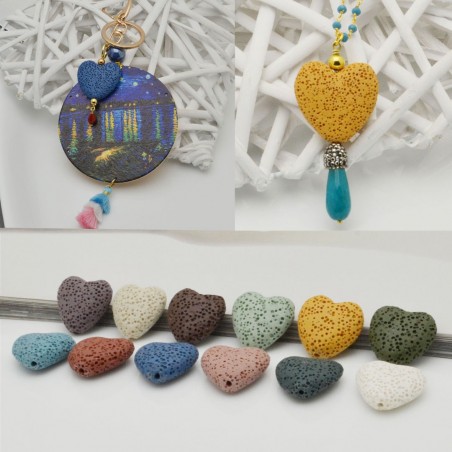 Pietre laviche a cuore 20 mm colori vari 2pz Gioie d'Oriente