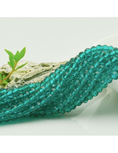 Filo di Mezzi Cristalli Verde Acqua Rondelle 3x4mm Sfaccettati Briolette 125 a 145pz GDO | Gioie d'Oriente