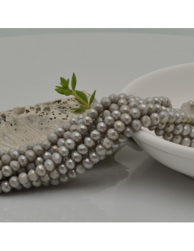 Filo di Mezzi Cristalli Grigio Chiaro AB Rondelle 3x4mm Sfaccettati Briolette 125 a 145pz GDO | Gioie d'Oriente