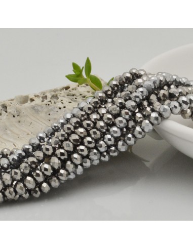 Filo di Mezzi Cristalli Ematite Rondelle 3x4mm Sfaccettati Briolette 125 a 145pz GDO | Gioie d'Oriente