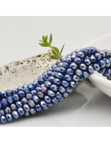 Filo di Mezzi Cristalli Blu Chiaro AB Rondelle 3x4mm Sfaccettati Briolette 125 a 145pz GDO | Gioie d'Oriente