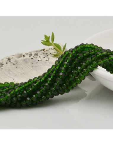 Filo di Mezzi Cristalli Verde Scuro Rondelle 3x4mm Sfaccettati Briolette 125 a 145pz GDO | Gioie d'Oriente
