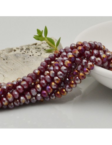 Filo di Mezzi Cristalli Bordò Rodiato Rame Rondelle 3x4mm Sfaccettati Briolette 125 a 145pz GDO | Gioie d'Oriente