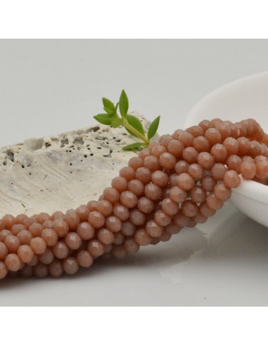 Filo di Mezzi Cristalli Rosa Cipria Rondelle 3x4mm Sfaccettati Briolette 125 a 145pz GDO | Gioie d'Oriente